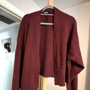 XL Maroon cropped cardigan from express, perfect for fall
